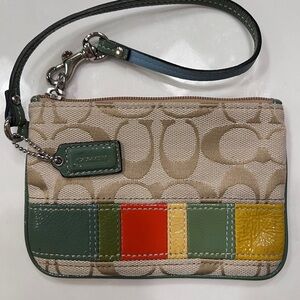 Coach Beige and Multicolor Wristlet